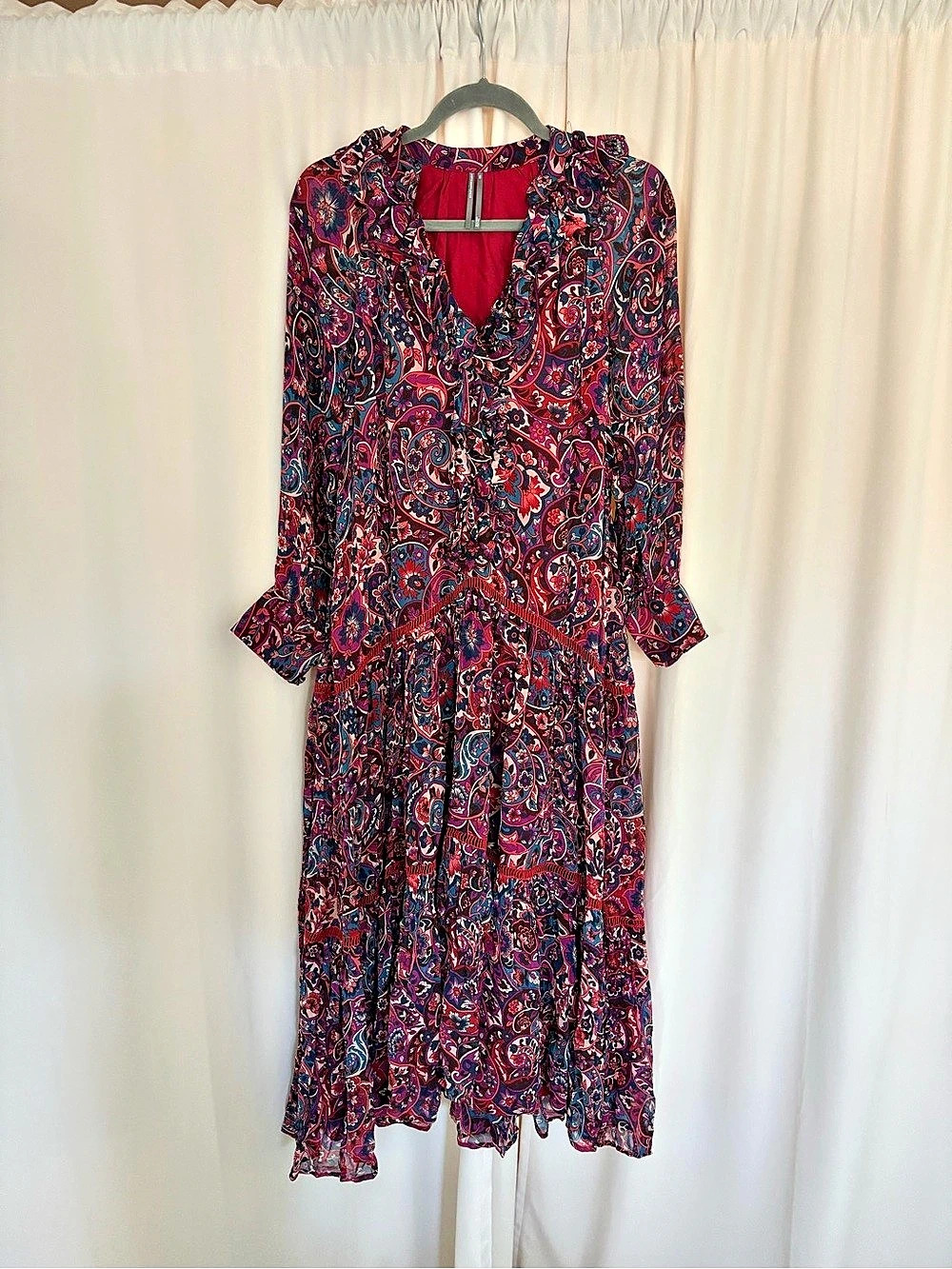 Anthropologie Dress in Red, Blue &purple Size XXS but fits more like a XS
